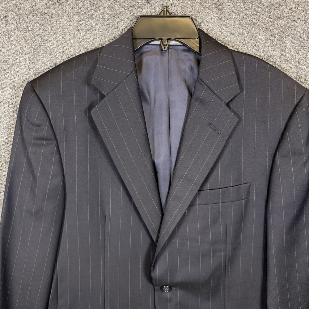 Hickey Freeman Loro Piana Super 120s Navy Wool Barneys NY Pinstripe Blazer